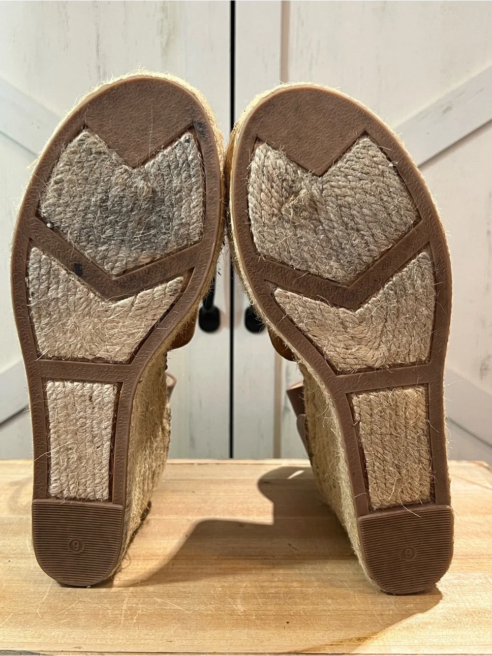Marc Fisher Adalyn Brown Suede Leather Espadrille Platform Wedges Womens Sz 9
